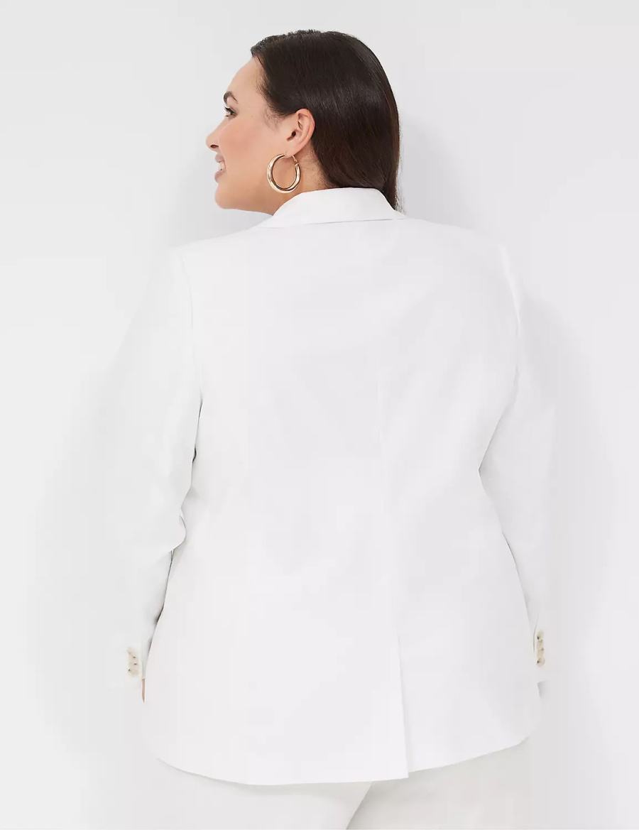 Women Lane Bryant Linen One-Button Blazers White | QWH947VB