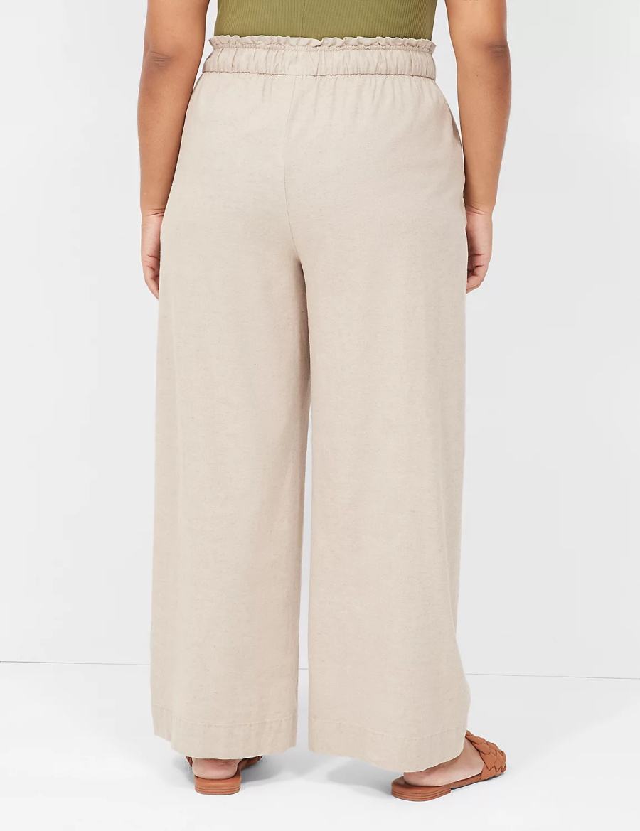 Women Lane Bryant Linen Wide Leg Pants Beige | KUU9223IE