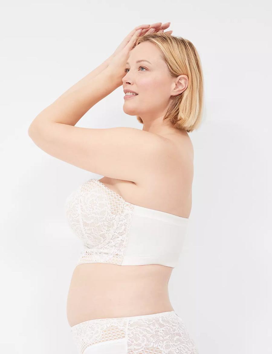 Women Lane Bryant Longline Boost Multi-Way Strapless Bra White | ZLM293YS