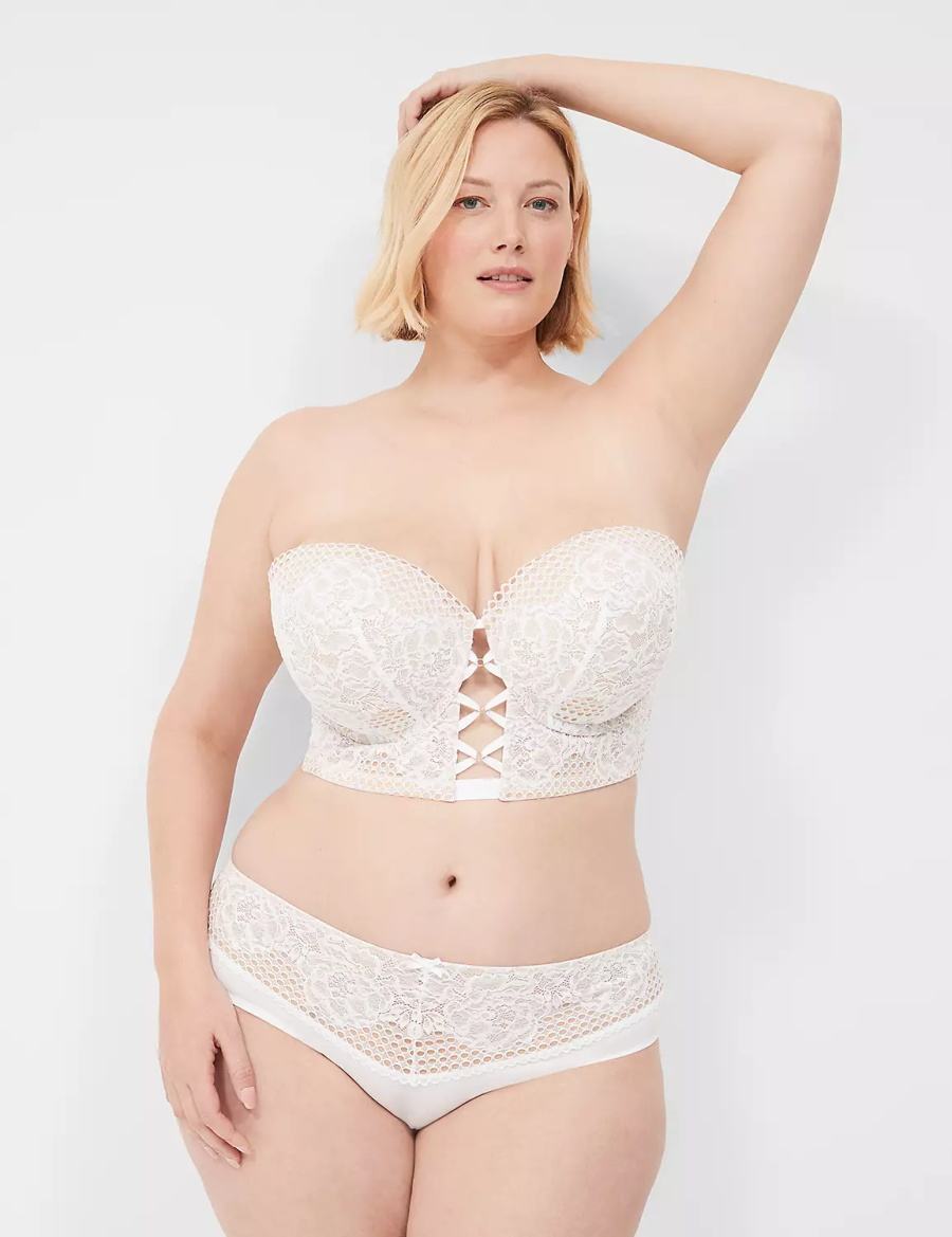 Women Lane Bryant Longline Boost Multi-Way Strapless Bra White | ZLM293YS