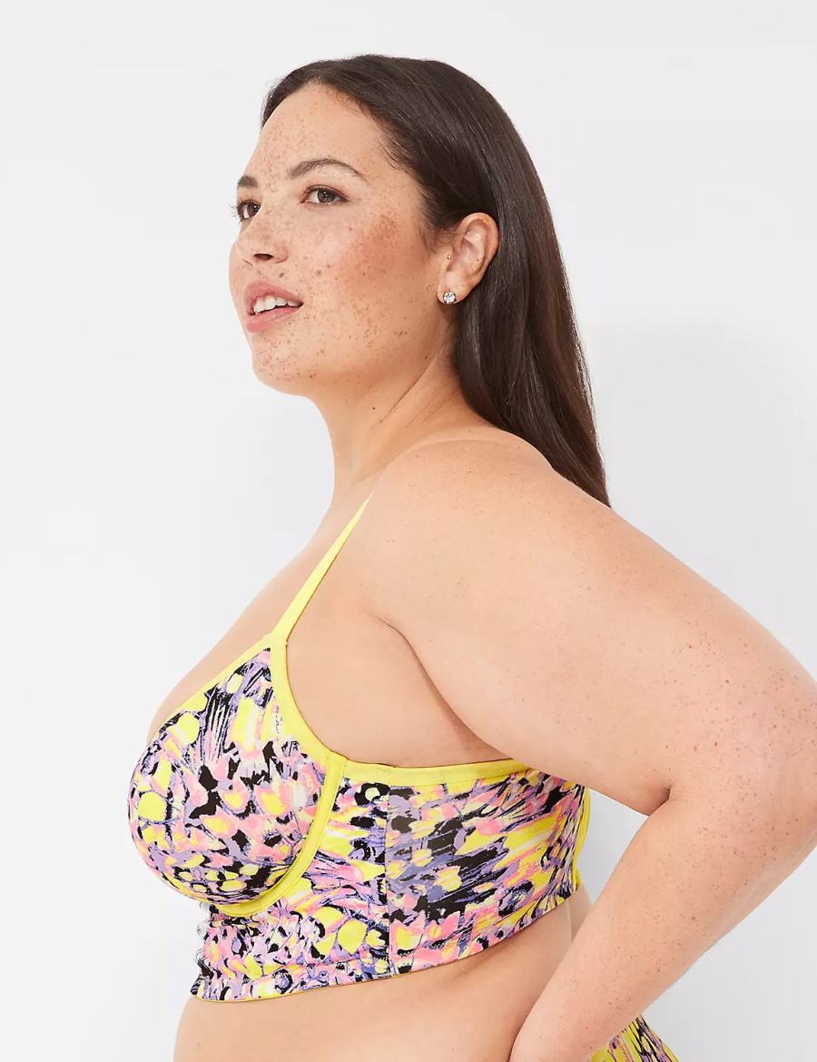 Women Lane Bryant Longline Demi Bralettes Yellow Multicolor | YRR6091IX