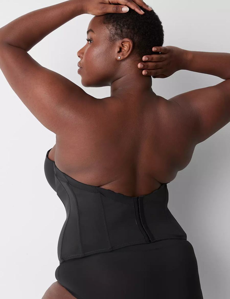 Women Lane Bryant Low-Back Multiway Bustier Bralettes Black | TYW2658LY