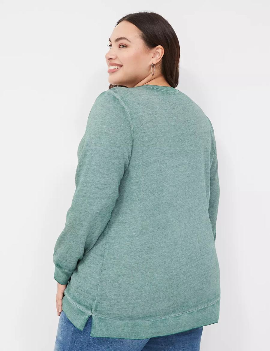 Women Lane Bryant Luck Graphic Sweatshirts Green | KHY9748RG
