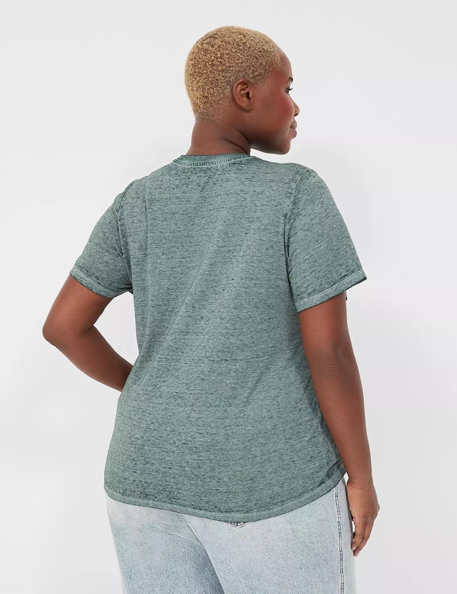 Women Lane Bryant Luckiest Burnout Graphic Tee T Shirts Green | IZX8080PU