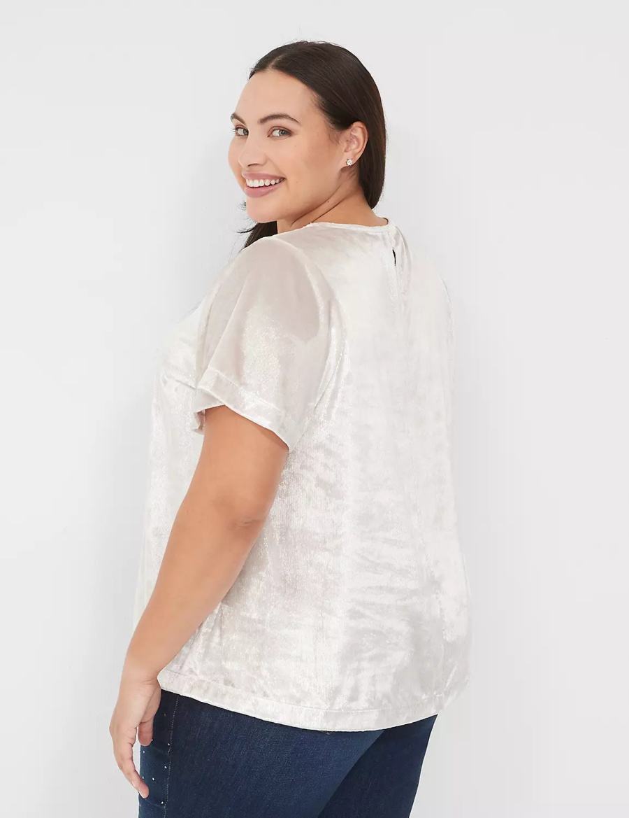 Women Lane Bryant Lurex Boatneck Swing Top T Shirts Grey | JJN485TV