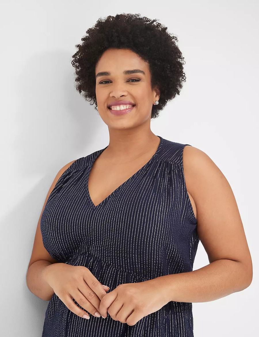 Women Lane Bryant Lurex Gauze Easy Jumpsuit Blue | DCN4014YR