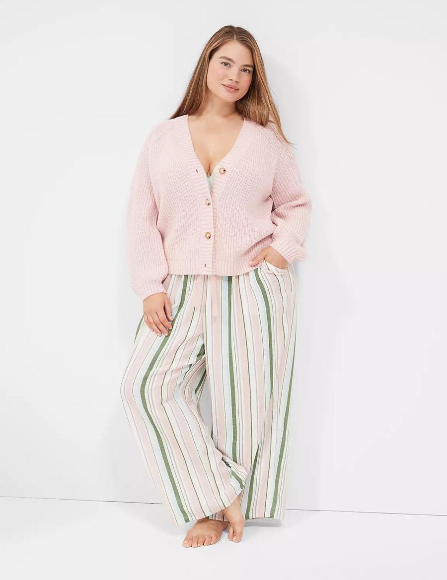 Women Lane Bryant Lurex Knit Sleep Cardigan Pink | HWD8330JZ