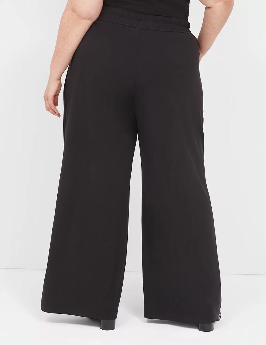 Women Lane Bryant Matte Jersey Pull-On Wide Leg Pants Black | DMP4220HS