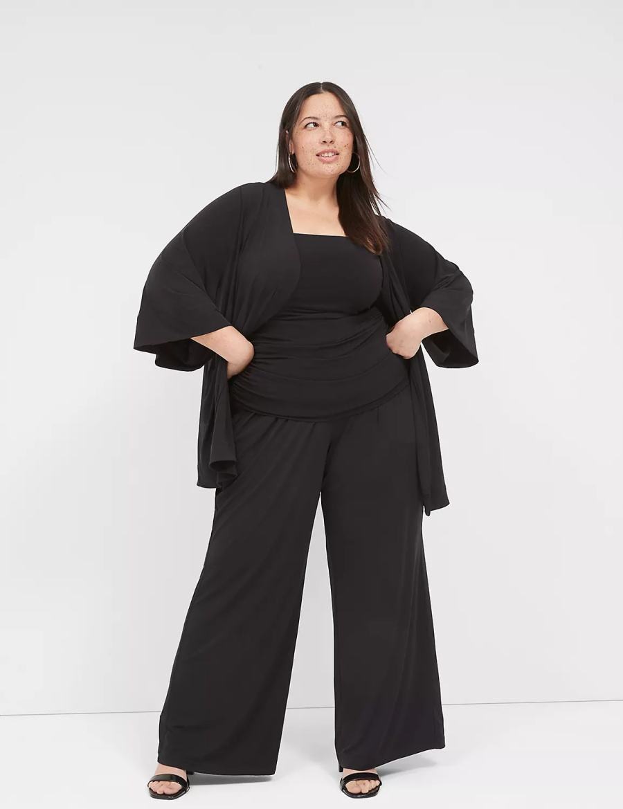 Women Lane Bryant Matte Jersey Pull-On Wide Leg Pants Black | DMP4220HS