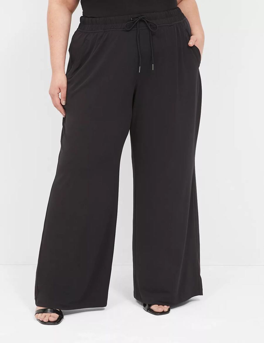 Women Lane Bryant Matte Jersey Pull-On Wide Leg Pants Black | DMP4220HS