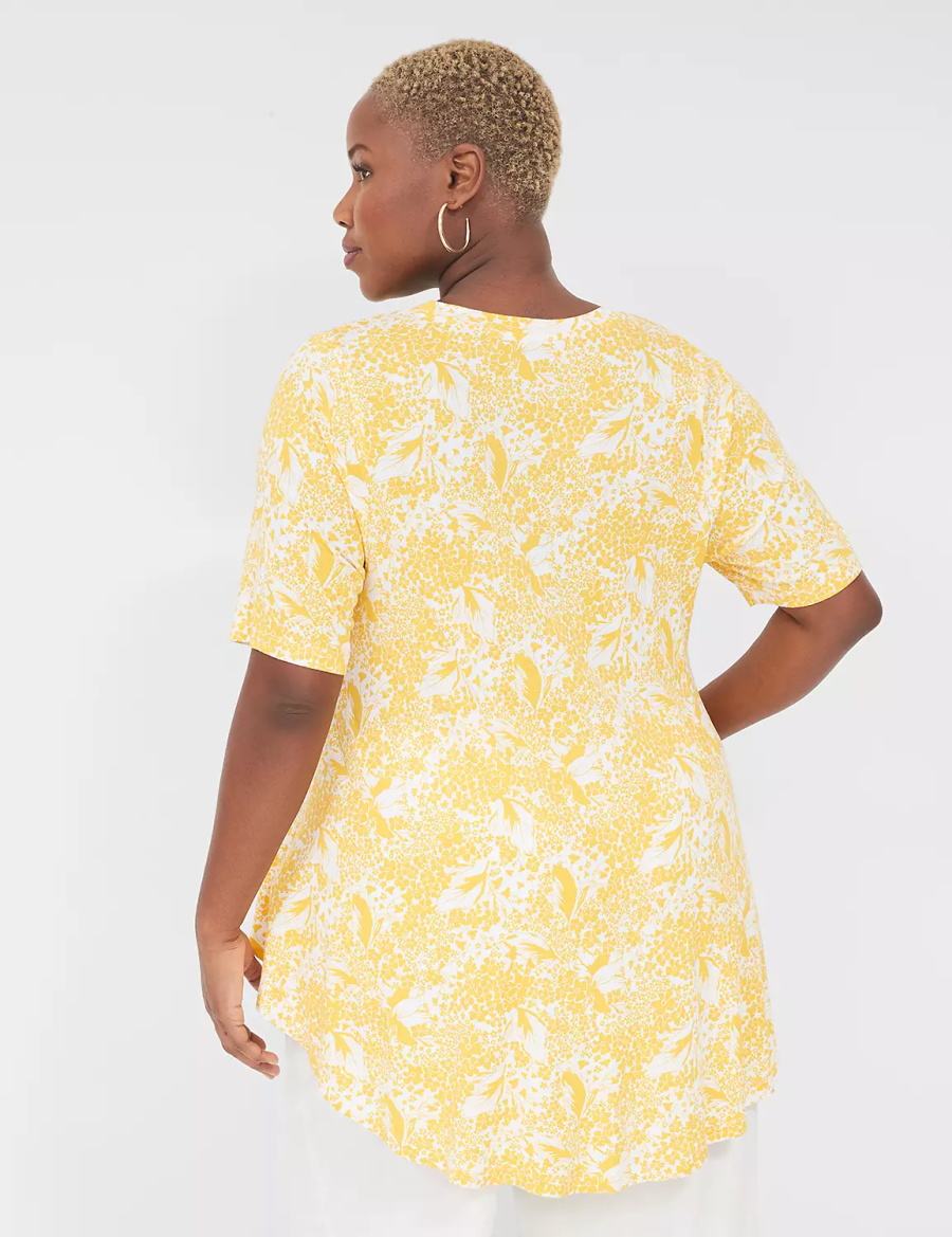 Women Lane Bryant Max Swing Perfect Sleeve Crew-Neck Tee T Shirts Yellow | JFW9154XV