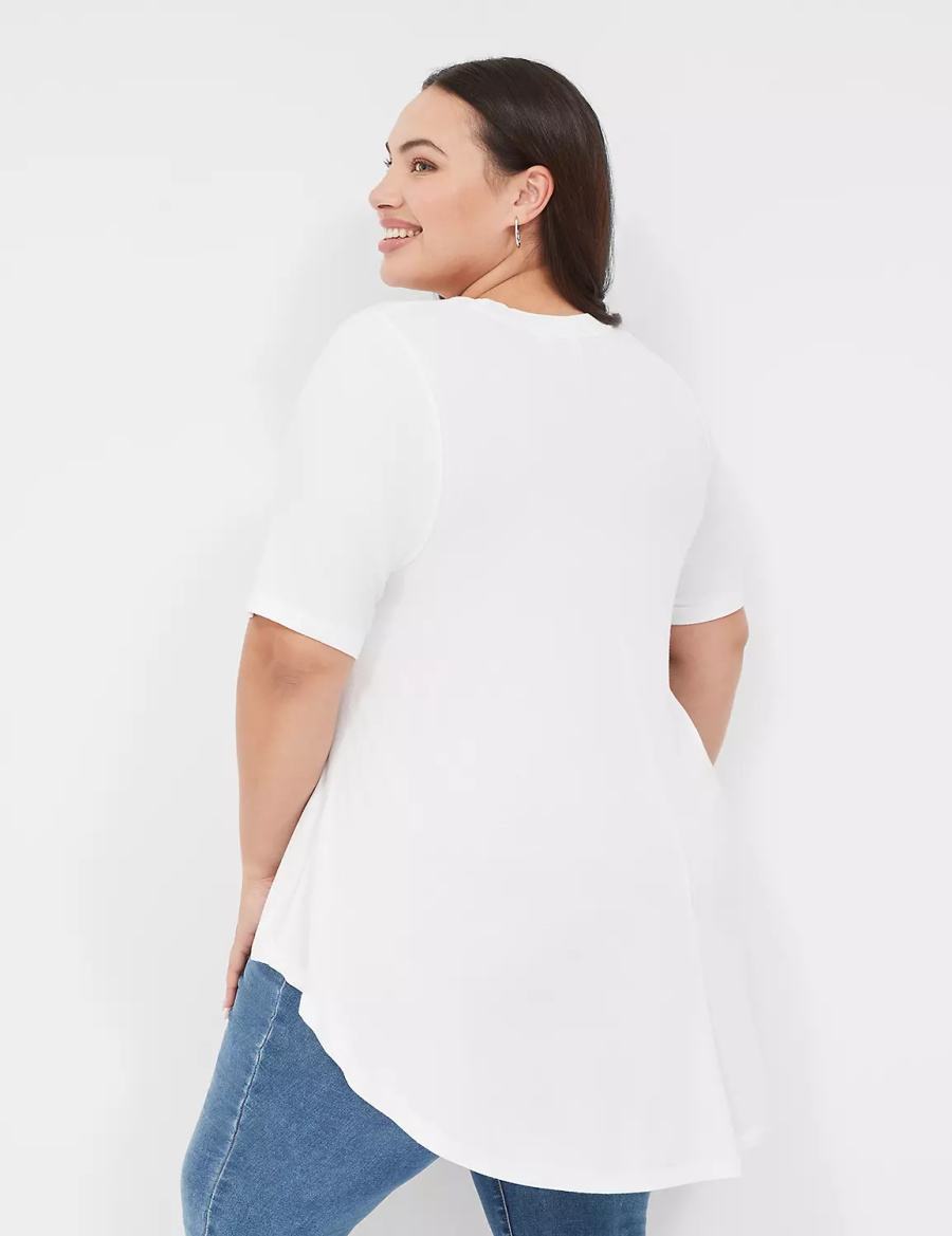 Women Lane Bryant Max Swing Perfect Sleeve Crew-Neck Tee T Shirts White | CVX9433PA