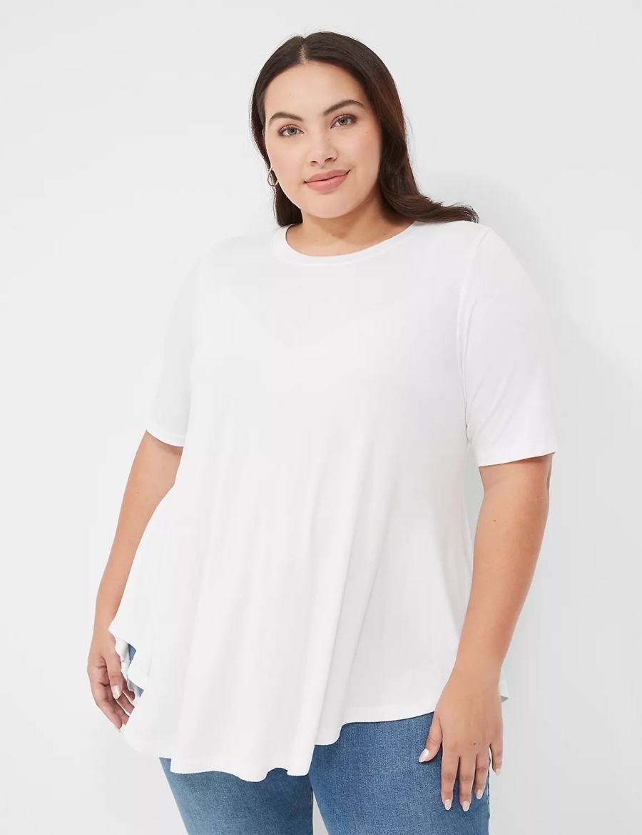 Women Lane Bryant Max Swing Perfect Sleeve Crew-Neck Tee T Shirts White | CVX9433PA