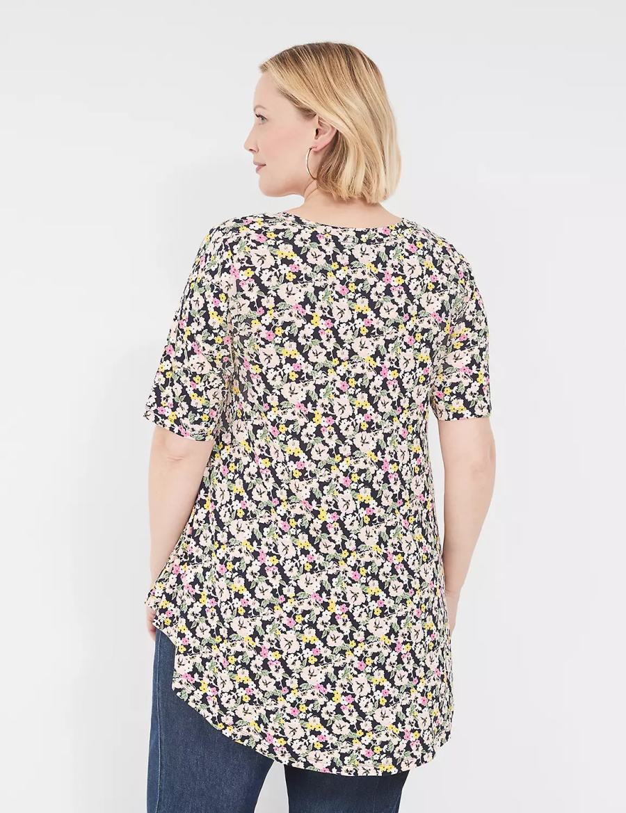 Women Lane Bryant Max Swing Perfect Sleeve Crew-Neck Tee T Shirts Multicolor | KGF2265DJ