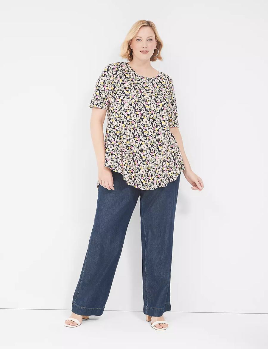 Women Lane Bryant Max Swing Perfect Sleeve Crew-Neck Tee T Shirts Multicolor | KGF2265DJ