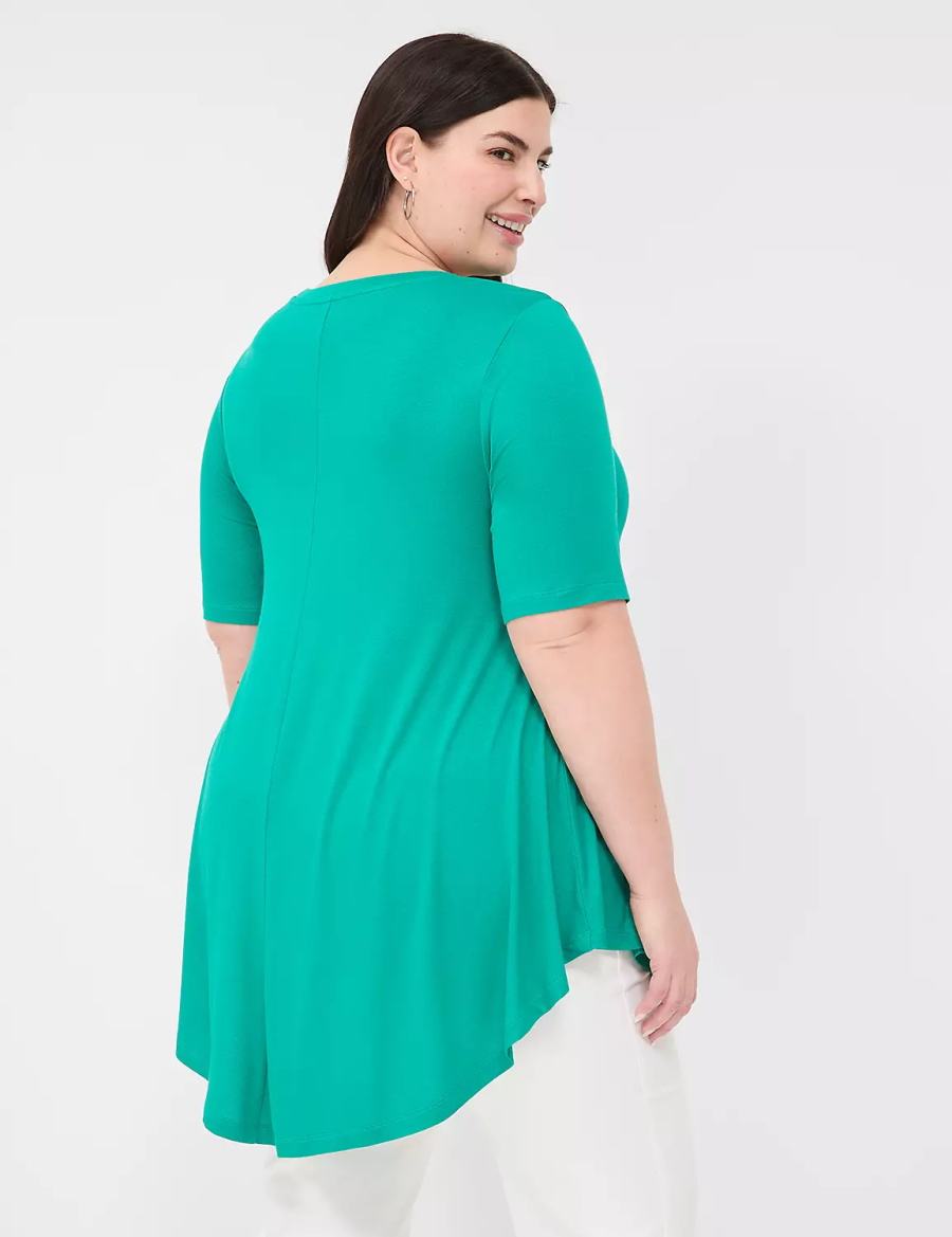 Women Lane Bryant Max Swing Perfect Sleeve Crew-Neck Tee T Shirts Light Turquoise | RBA7084LJ