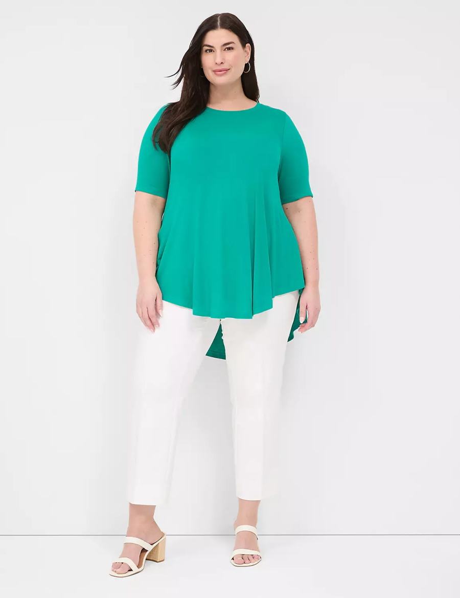 Women Lane Bryant Max Swing Perfect Sleeve Crew-Neck Tee T Shirts Light Turquoise | RBA7084LJ