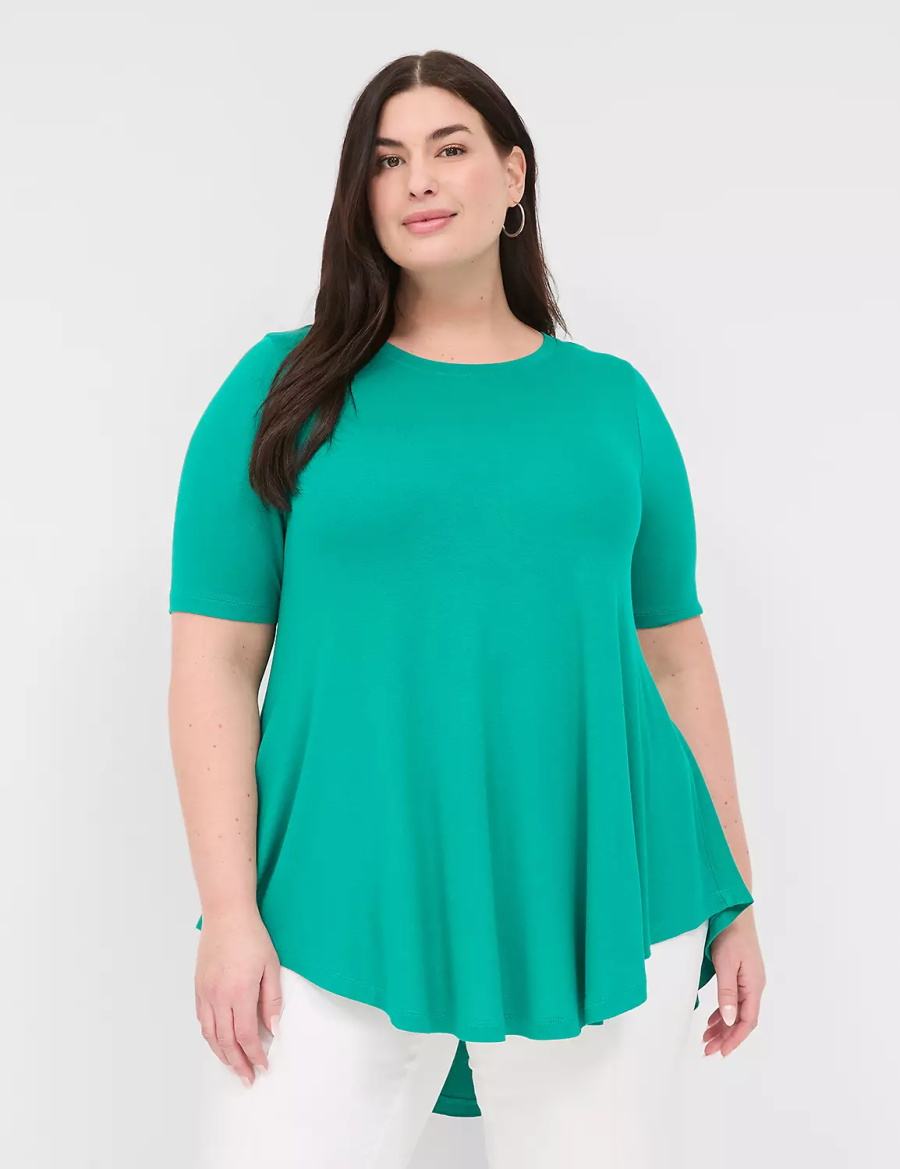 Women Lane Bryant Max Swing Perfect Sleeve Crew-Neck Tee T Shirts Light Turquoise | RBA7084LJ