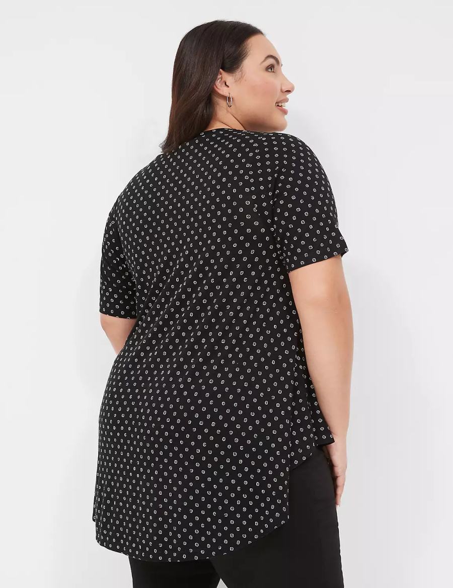 Women Lane Bryant Max Swing Perfect Sleeve Crew-Neck Tee T Shirts Black | YAW251BF