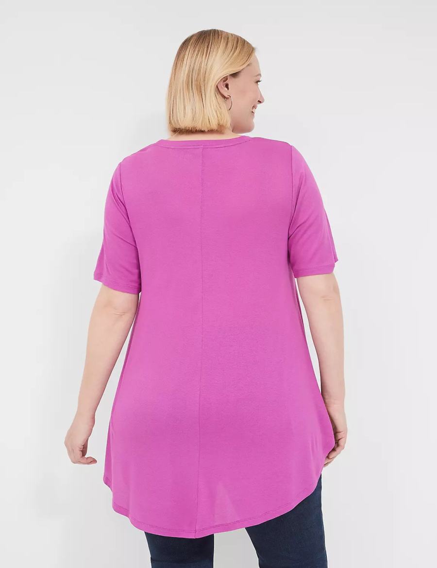 Women Lane Bryant Max Swing Perfect Sleeve Crew-Neck Tee T Shirts Purple | VDI9768NC