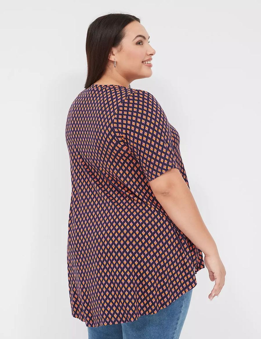 Women Lane Bryant Max Swing Perfect Sleeve Crew-Neck Tee T Shirts Coffee | KMY3915JL