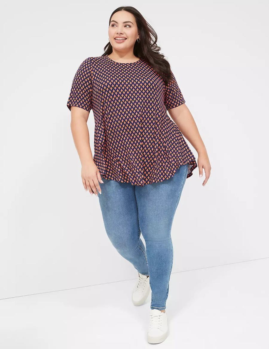 Women Lane Bryant Max Swing Perfect Sleeve Crew-Neck Tee T Shirts Coffee | KMY3915JL