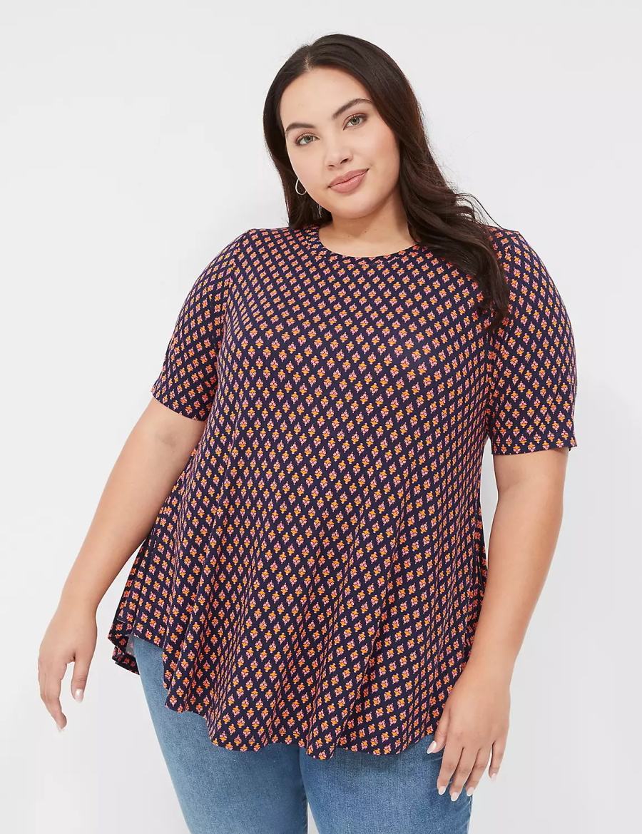 Women Lane Bryant Max Swing Perfect Sleeve Crew-Neck Tee T Shirts Coffee | KMY3915JL