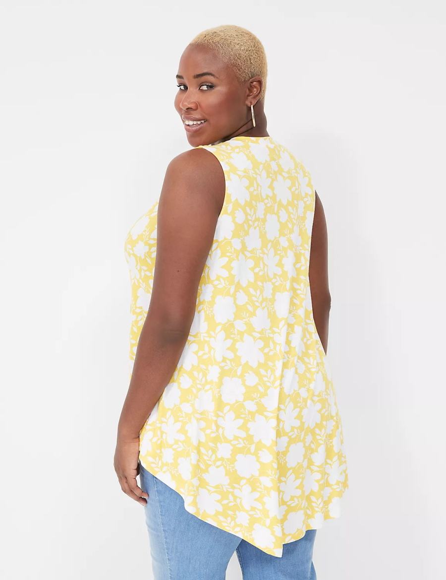 Women Lane Bryant Max Swing Sleeveless High-Neck Tunic T Shirts Yellow | TCG6761FN