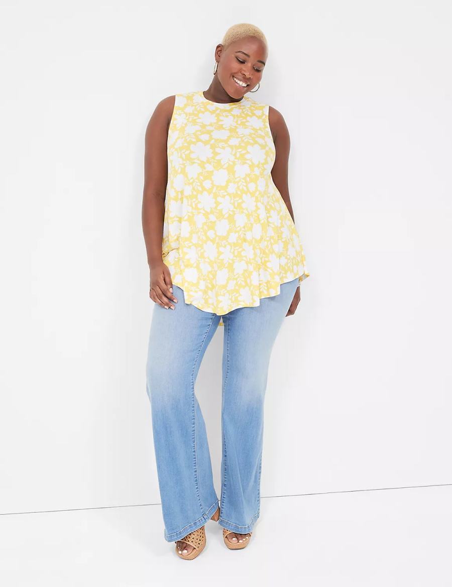 Women Lane Bryant Max Swing Sleeveless High-Neck Tunic T Shirts Yellow | TCG6761FN