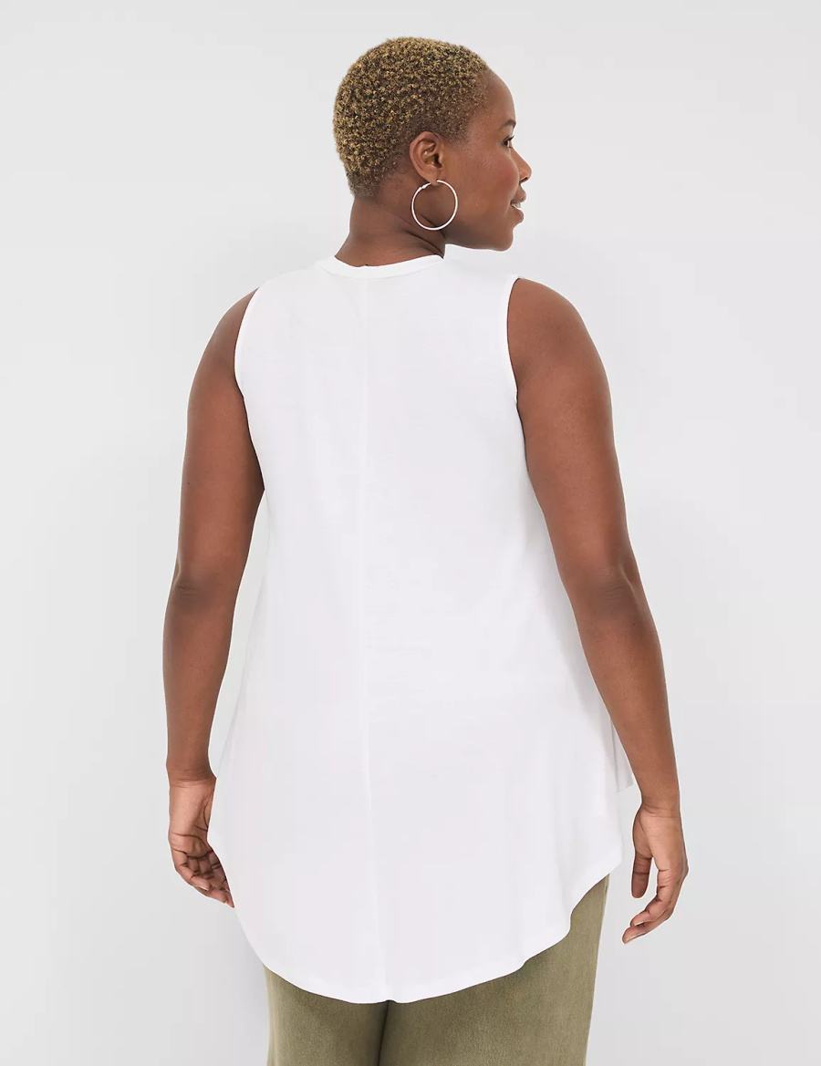 Women Lane Bryant Max Swing Sleeveless High-Neck Tunic T Shirts White | RWG2633RI