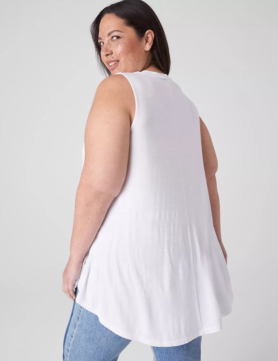 Women Lane Bryant Max Swing Sleeveless High-Neck Tunic T Shirts White | CRS18VA
