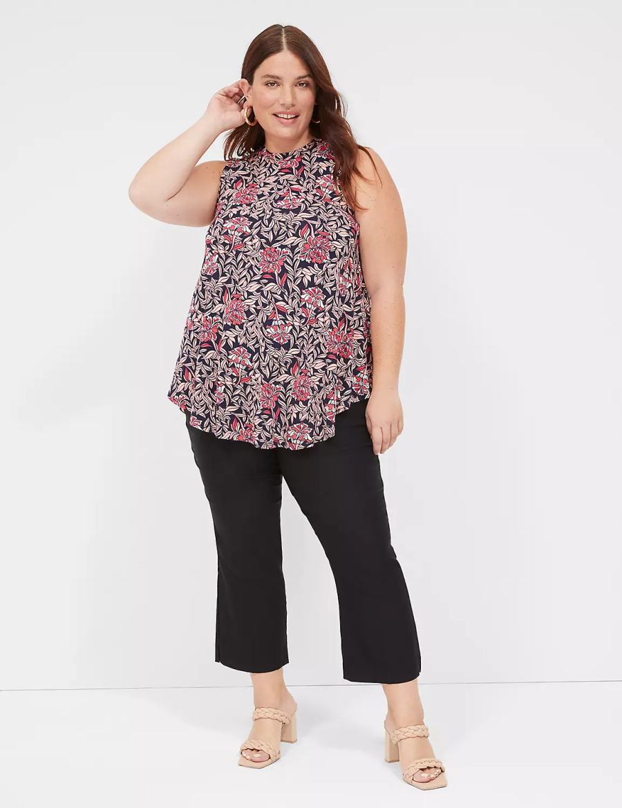 Women Lane Bryant Max Swing Sleeveless High-Neck Tunic T Shirts Pink Coral | LYF6131XF