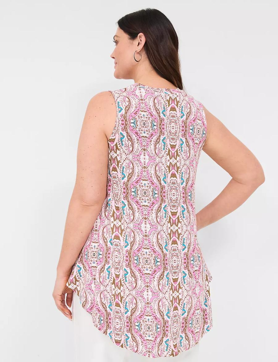 Women Lane Bryant Max Swing Sleeveless High-Neck Tunic T Shirts Pink | YOX10077ME