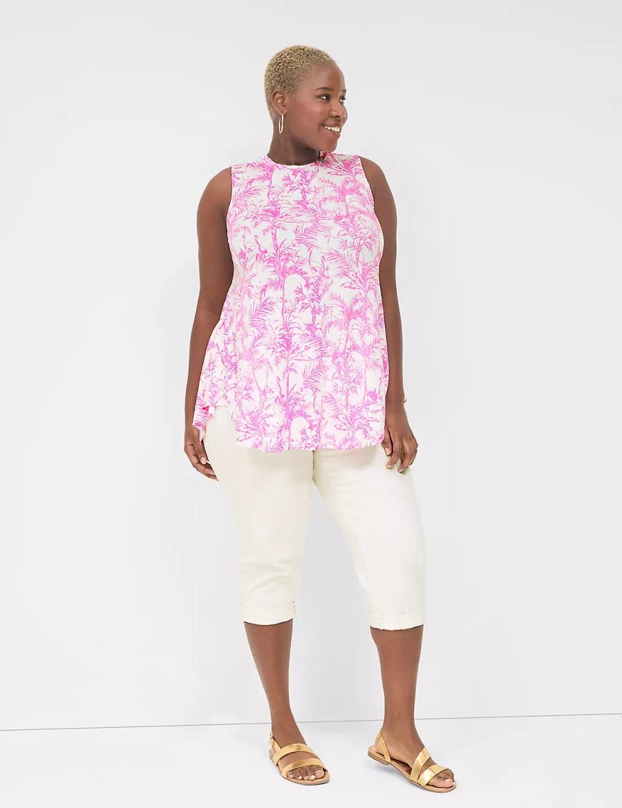 Women Lane Bryant Max Swing Sleeveless High-Neck Tunic T Shirts Pink | UEY9786TC