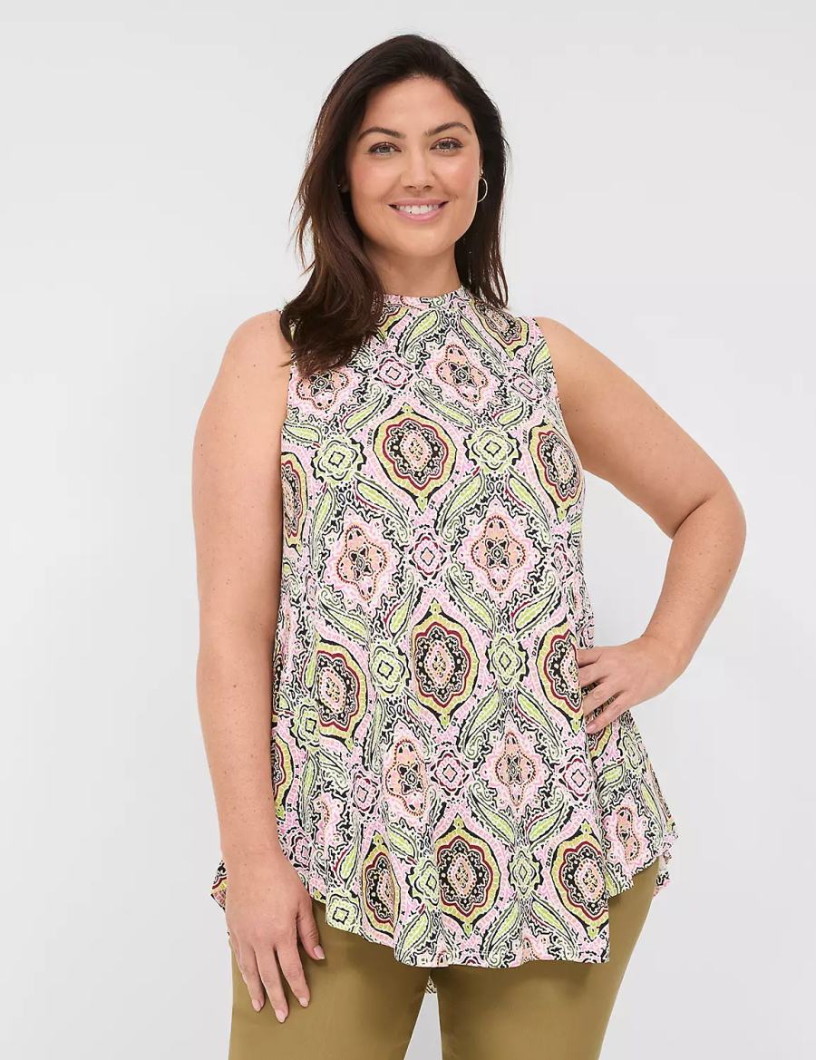Women Lane Bryant Max Swing Sleeveless High-Neck Tunic T Shirts Multicolor | JEE1969FT