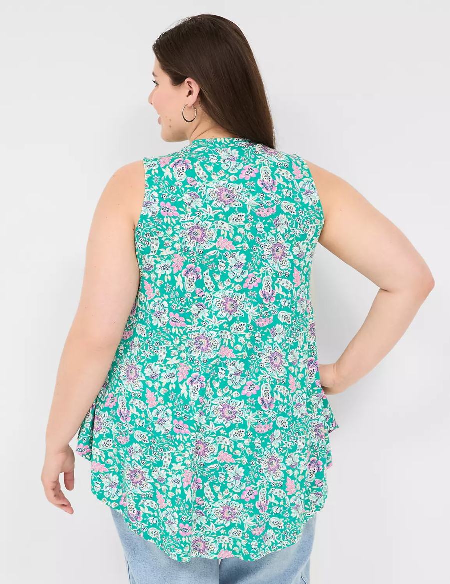 Women Lane Bryant Max Swing Sleeveless High-Neck Tunic T Shirts Light Turquoise | NOX1260KW
