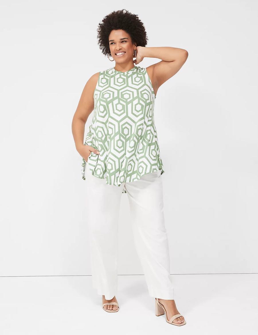 Women Lane Bryant Max Swing Sleeveless High-Neck Tunic T Shirts Green | TOC903SW