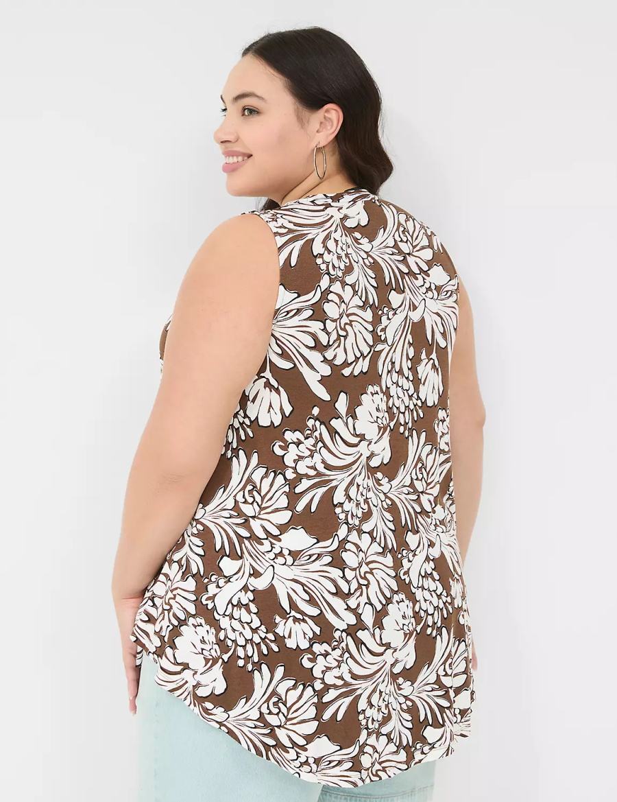 Women Lane Bryant Max Swing Sleeveless High-Neck Tunic T Shirts Brown | UWI8031YW