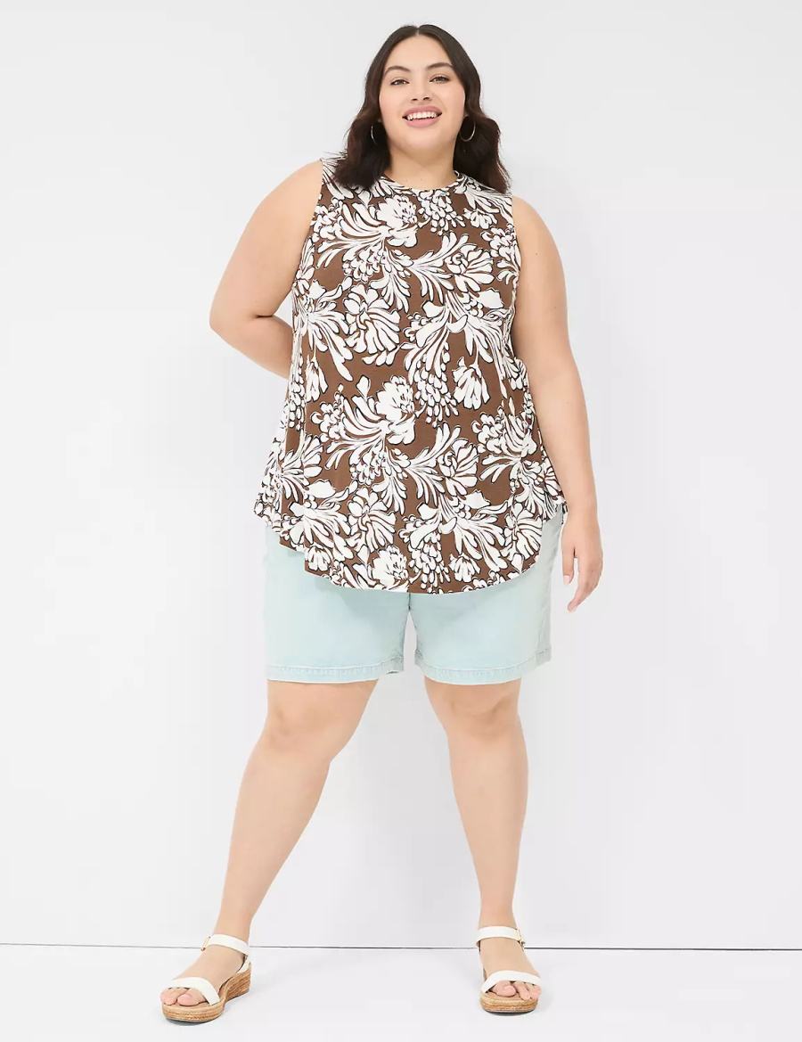 Women Lane Bryant Max Swing Sleeveless High-Neck Tunic T Shirts Brown | UWI8031YW