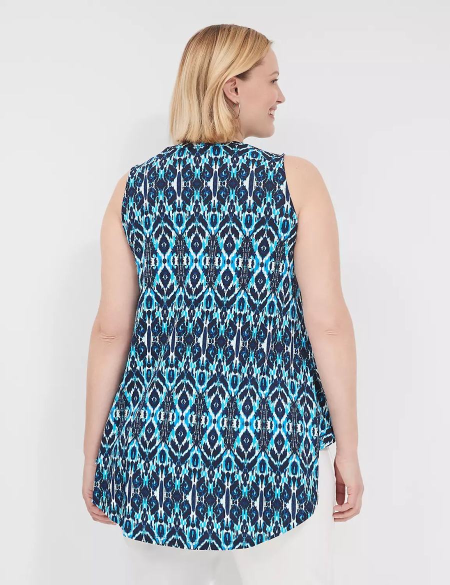 Women Lane Bryant Max Swing Sleeveless High-Neck Tunic T Shirts Blue | UNU492DR
