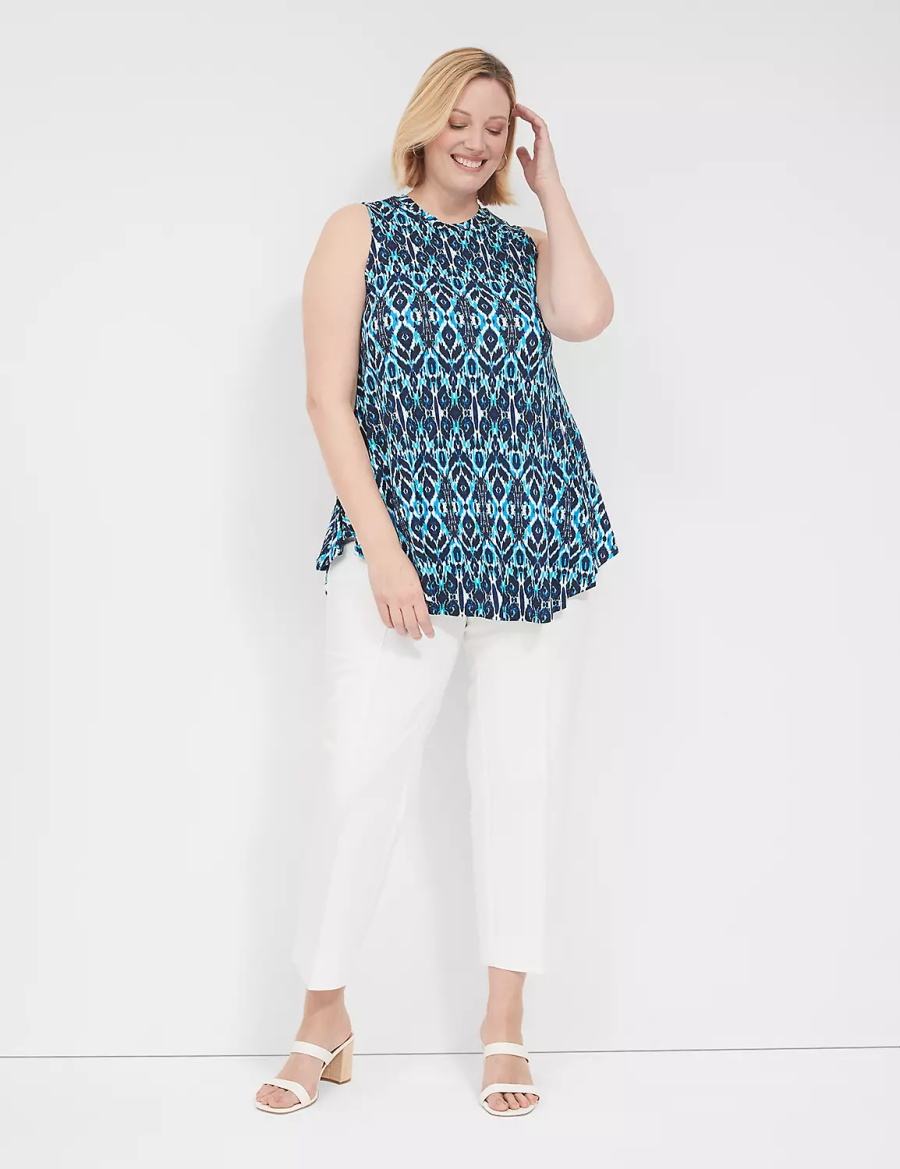 Women Lane Bryant Max Swing Sleeveless High-Neck Tunic T Shirts Blue | UNU492DR