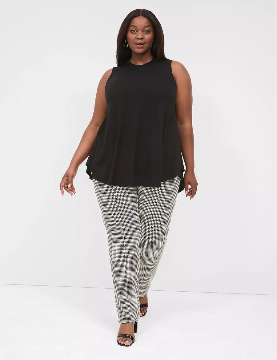 Women Lane Bryant Max Swing Sleeveless High-Neck Tunic T Shirts Black | AJO7784XG