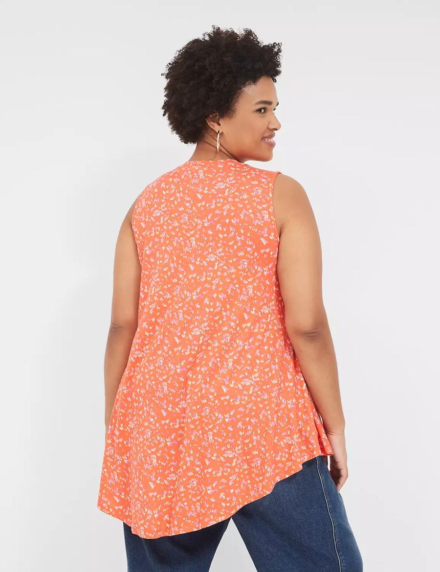 Women Lane Bryant Max Swing Sleeveless High-Neck Tunic T Shirts Orange | VMG6768WL