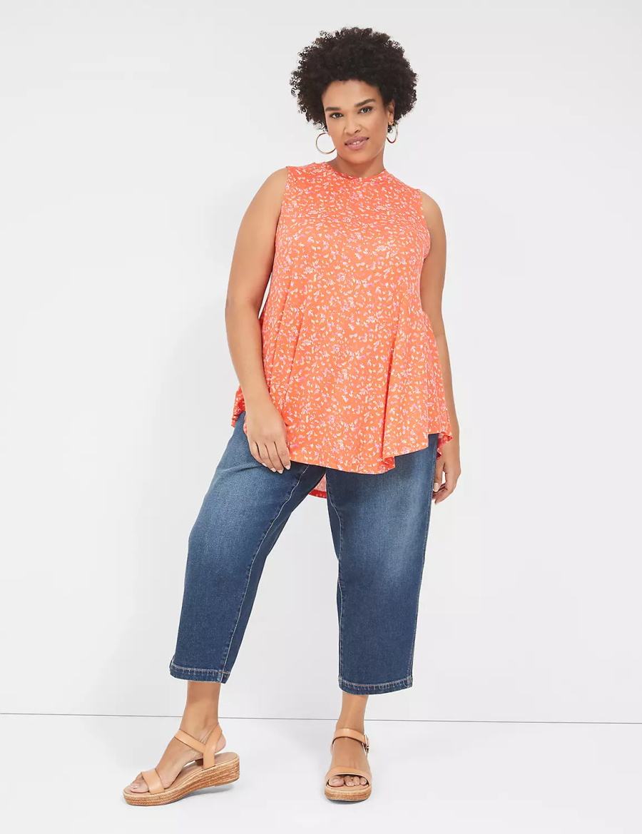 Women Lane Bryant Max Swing Sleeveless High-Neck Tunic T Shirts Orange | VMG6768WL