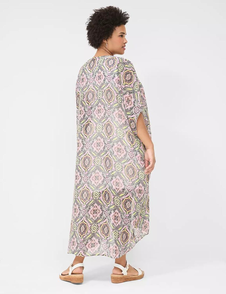 Women Lane Bryant Maxi Chiffon Overpiece Robe Multicolor | CPV145WM