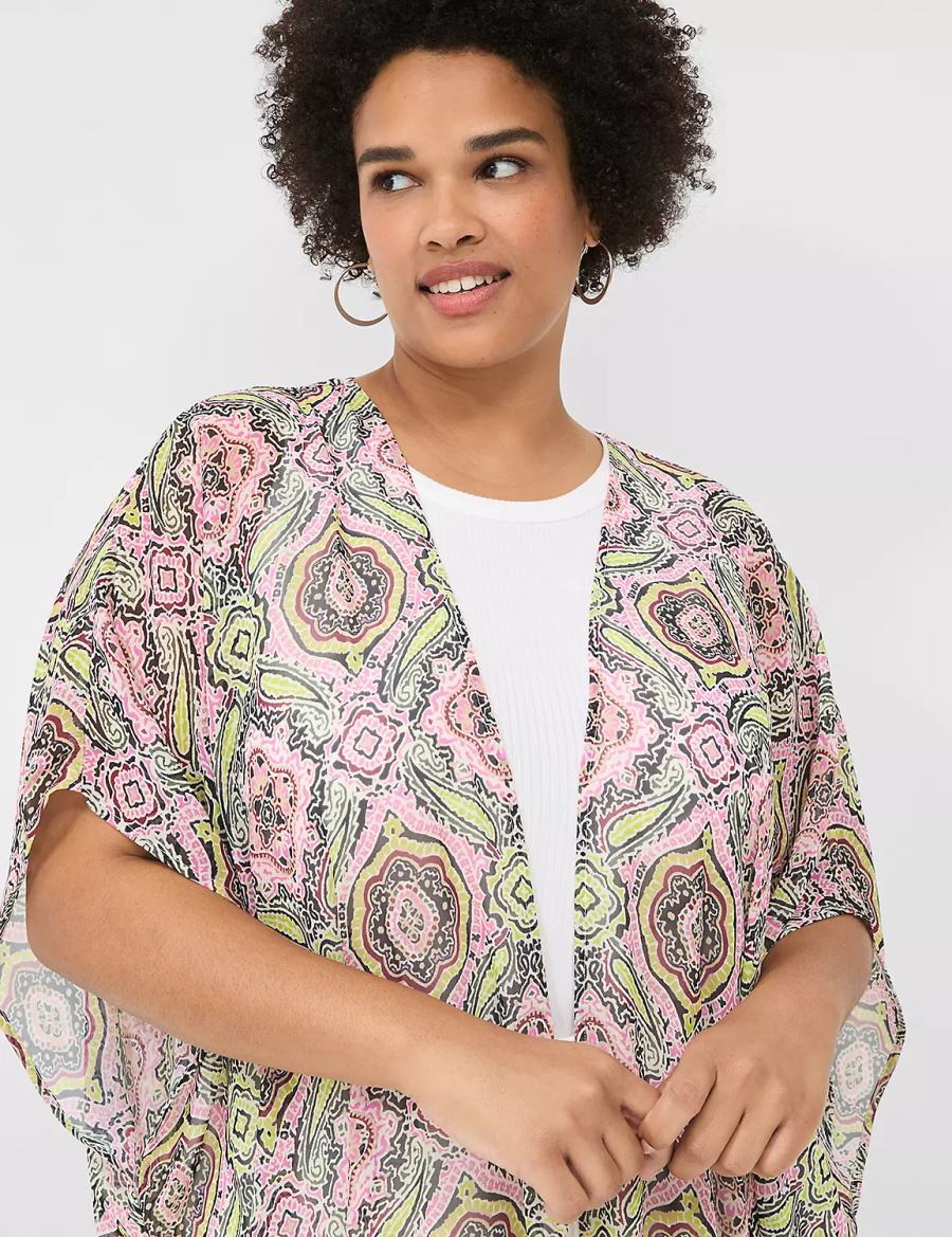 Women Lane Bryant Maxi Chiffon Overpiece Robe Multicolor | CPV145WM