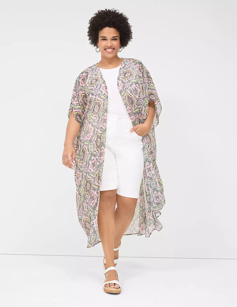 Women Lane Bryant Maxi Chiffon Overpiece Robe Multicolor | CPV145WM