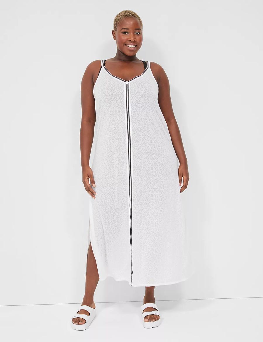 Women Lane Bryant Maxi Cover-Up Dress White | OZT171WA