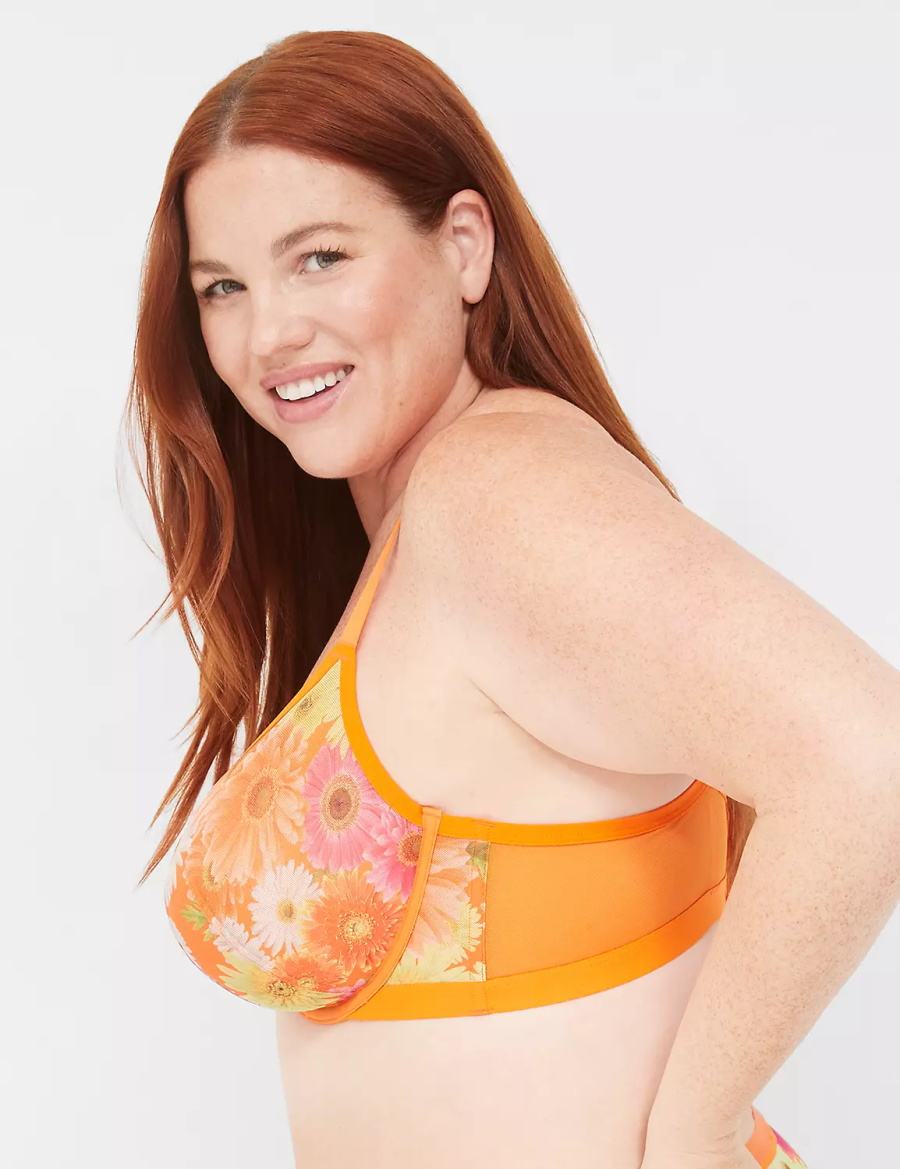 Women Lane Bryant Mesh Demi Unlined Bra Yellow | IUN4695PH