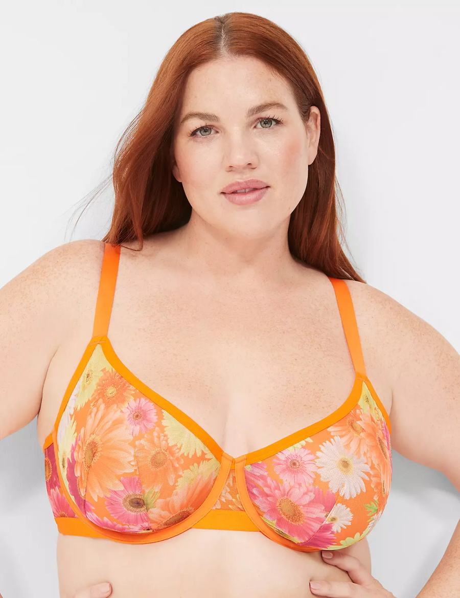 Women Lane Bryant Mesh Demi Unlined Bra Yellow | IUN4695PH